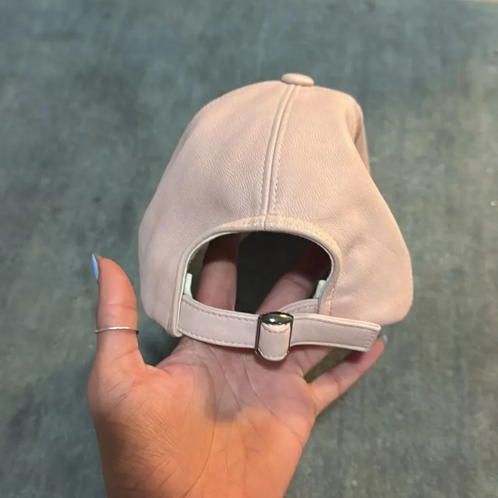 Light Pink Faux Leather Baseball Cap - Adjustable - Women's Hat - HAT ATTACK